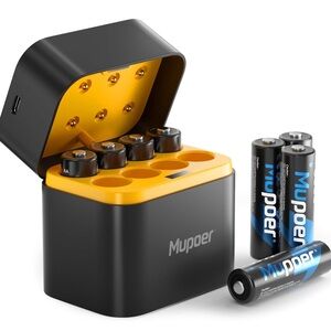 3 Rechargeable Lithium Batteries AA 8-Pack with Charger